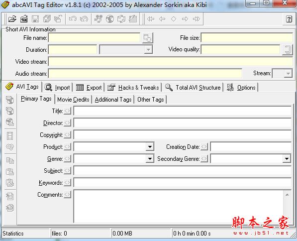 abcAVI Tag Editor(AVI信息编辑工具) V1.8.1 免费安装版