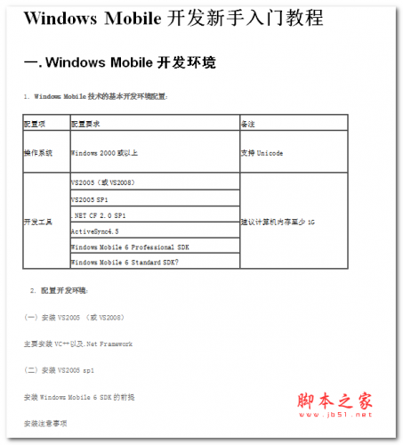 Windows Mobile开发新手入门教程 中文WORD版