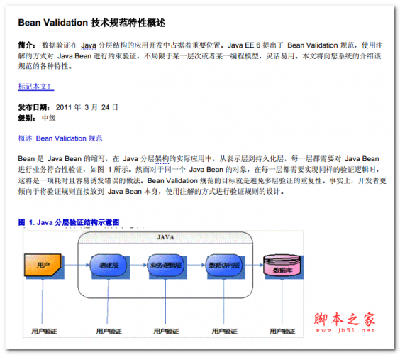 Bean Validation 技术规范特性概述 中文PDF版