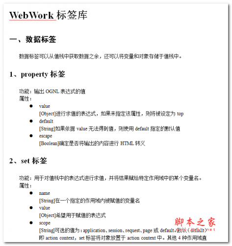WebWork标签手册 WORD版