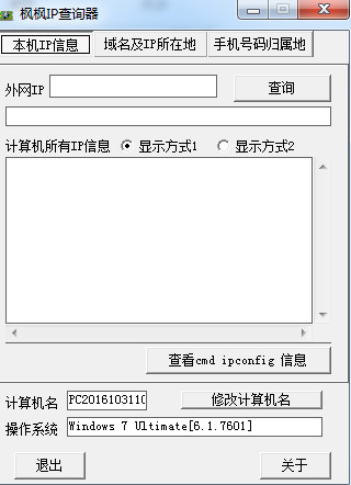 枫枫IP查询器 v2.0 免费绿色版
