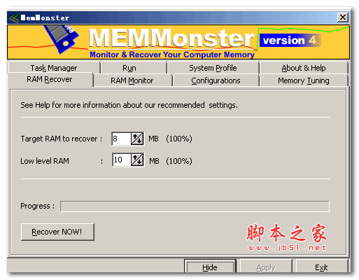 MemMonster(内存监视工具) V4.70 绿色免费英文版