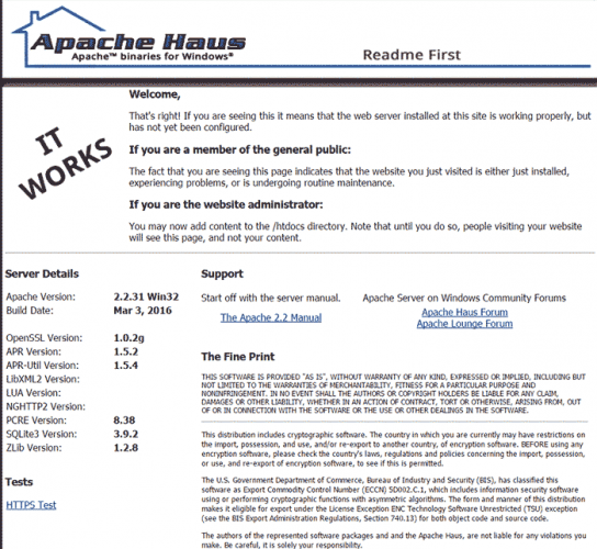 Apache 2.4.x OpenSSL 1.1.0 VC14  (32/64) 官方正式版 
