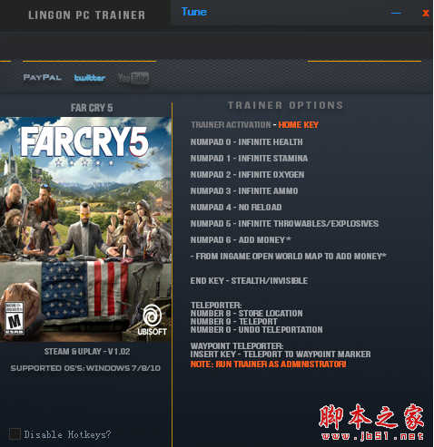 孤岛惊魂5十项修改器 v1.02 免费绿色版
