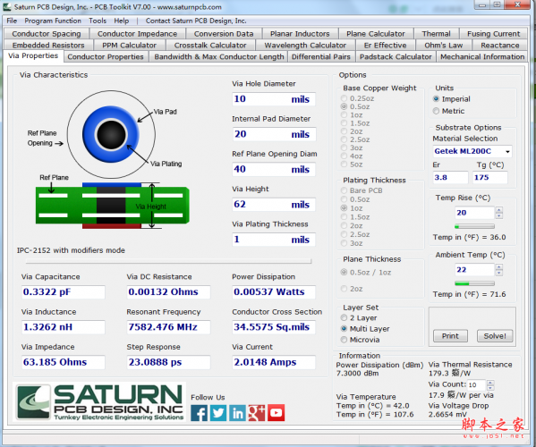 Saturn PCB Design(PCB参数计算工具) v7.0.6 免费安装版