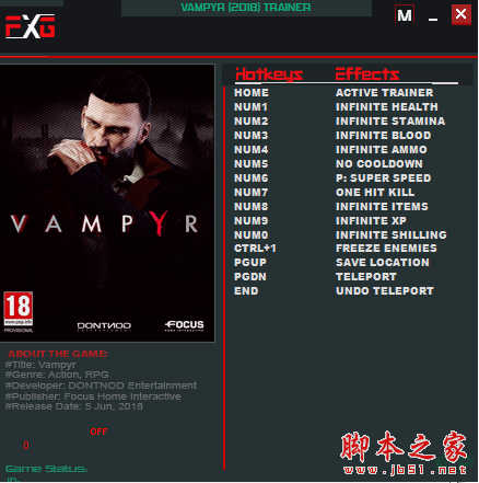 吸血鬼Vampyr十二项修改器  V1.0 免费绿色版