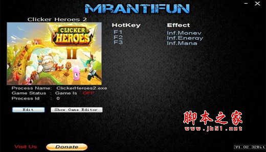 点击英雄2无限金币/无限能量/无限神力三项修改器