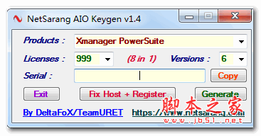 NetSarang AIO 8in1 Keygen v1.4 绿色版(xmanager6/xshell6/xftp6/Xlpd6/xfile注册机序列号)
