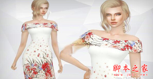 模拟人生4一条白色的印花连衣裙MOD 免费版