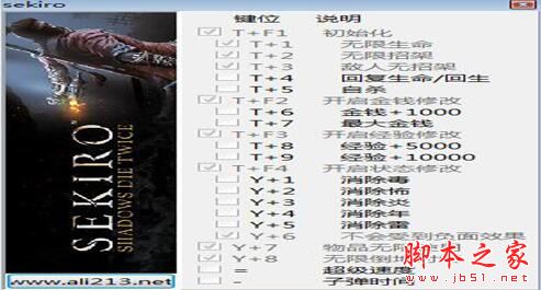 只狼影逝二度无限生命/无限招架/无限金钱等二十一项修改器 v1.02 最新绿色免费版