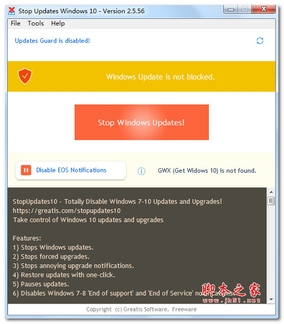 StopUpdates10(一键停止win10更新通知推送工具) v3.6.2021 官方英文安装版