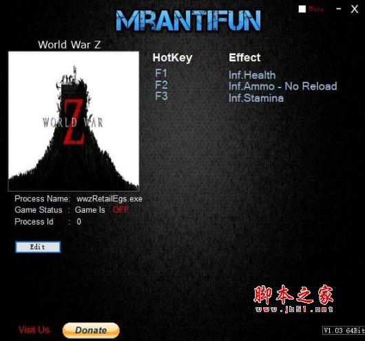 僵尸世界大战四项修改器(无限生命\无限体力) 免费版