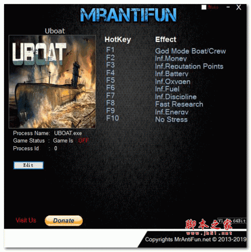 Uboat十项修改器 vb117 绿色免费版