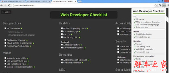 Web Developer Checklist(web开发检测BUG插件) v1.7 免费绿色版