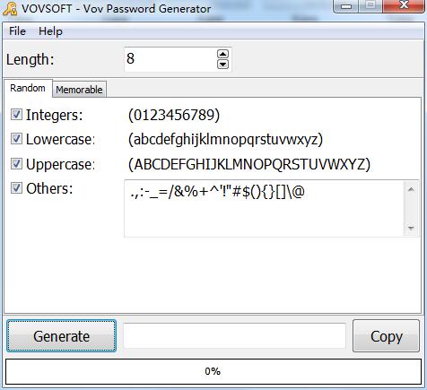 Vov Password Generator(批量密码生成工具) v1.6 免费英文安装版(附教程)