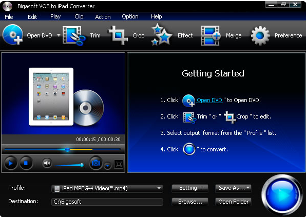 Bigasoft VOB to iPad Converter(VOB到iPad转换器) V3.2.3 免费安装版(附教程)