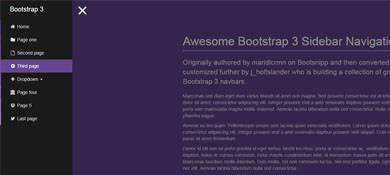 jQuery基于bootstrap框架实现的左侧边栏菜单滑动展开特效源码