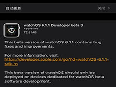 苹果推送watchOS 6.1.1开发者预览版Beta3 修复了部分Bug 提升了