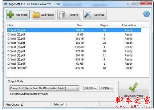 Mgosoft PDF To Flash Converter(PDF转Flash工具)V1.0 免费安装版