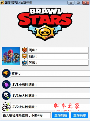 国服荒野乱斗战绩查询工具(查询昵称/战队/等级/奖杯) v1.0 免费版