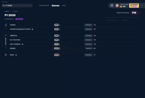 F1 2020七项修改器(冻结AI/无限金钱/无限燃料) v1.18 MrAntiFun版