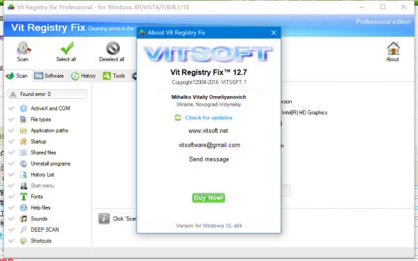 Vit Registry Fix(注册表修复软件) v12.7.0 英文绿色免费版(含key信息)