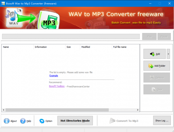 Boxoft WAV to MP3 Converter(Wav到MP3转换器) v1.1.0.0 官方版
