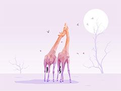 使用PS将两只长颈鹿处理成手绘低多边形插画教程