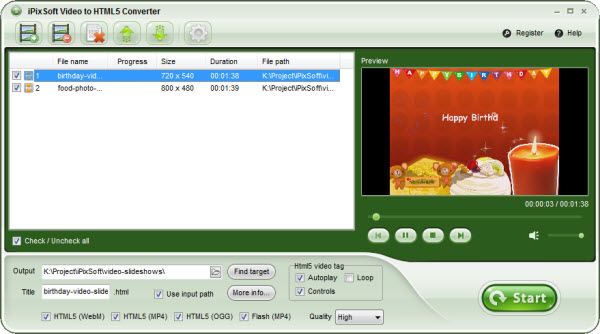 ôiPixSoft Video to HTML5 Converter صַ