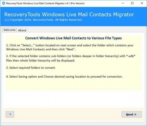 RecoveryTools Windows Live Mail Contacts Migrator v4.1 官方安装版