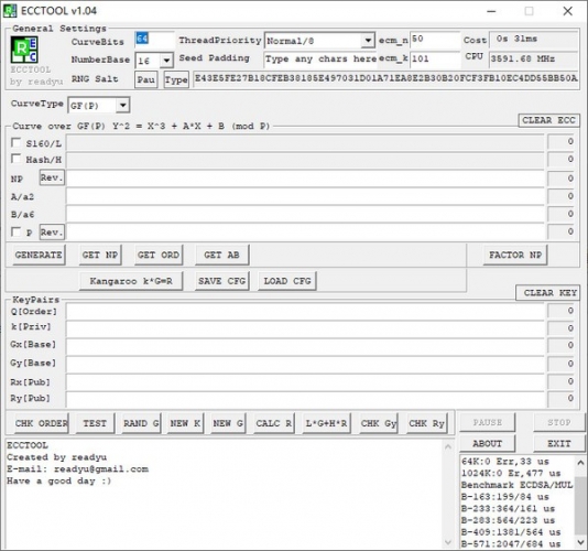 ECCTooL(椭圆曲线密码学工具) v1.04 绿色免费版