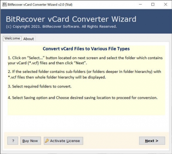 BitRecover vCard Converter Wizard(vCard文件转换器工具) v2.0.0 官方安装版