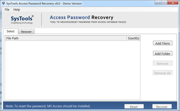 SysTools Access Password Recovery(Access数据库密码恢复工具) v6.0 免费安装版