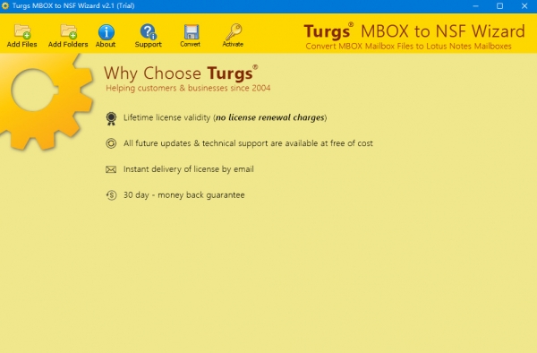 Turgs MBOX to NSF Wizard(MBOX到NSF转换工具) v2.1.0 官方安装版