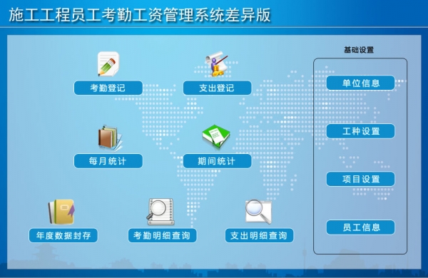 施工工程员工考勤工资管理系统差异版 v1.0 官方安装版