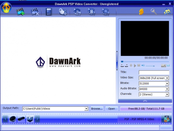 DawnArk PSP Video Converter(PSP视频格式转换器) v1.2.16.092 官方安装版