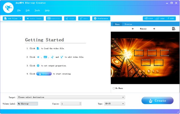 AnyMP4 Blu-ray Creator(蓝光刻录软件) v1.1.72 免费安装版