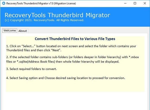 RecoveryTools Thunderbird Migrator(邮件软件) v7.8 免费安装版