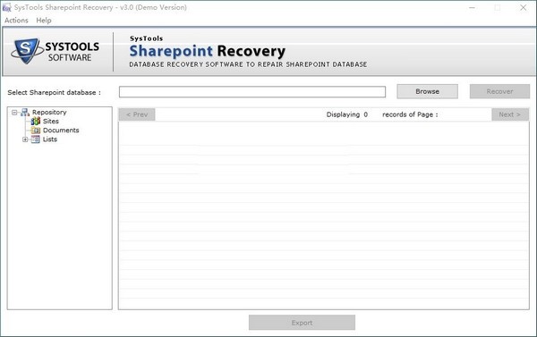 SysTools SharePoint Recovery(数据库恢复工具) v3.0 官方安装版
