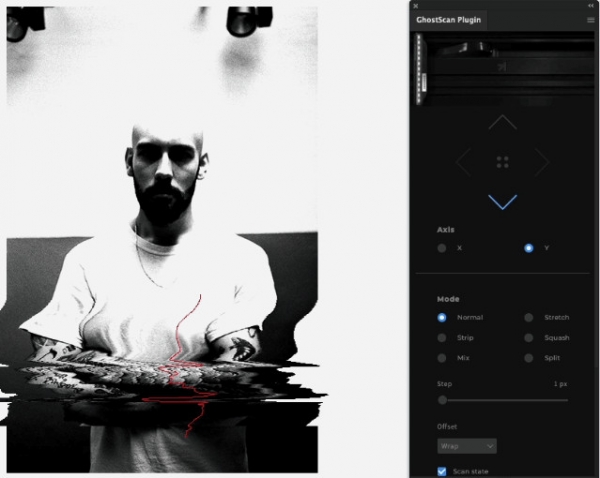 PS像素拉伸扭曲扫描效果插件 GhostScan Photoshop Extension 免费版