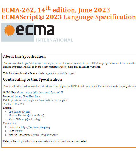 ECMAScript 2023 语言规范(ECMA-262) 最新PDF完整版