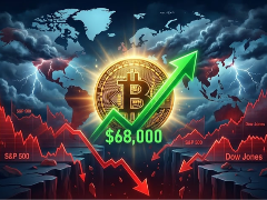 比特币在地缘政治中展现韧性:全球股市暴跌之际BTC反弹至6.8万美元