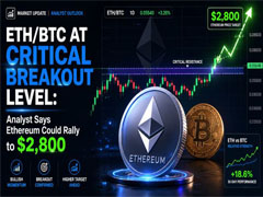 ETH/BTC位于关键突破水平：分析师称以太坊可能上涨至 $2,800