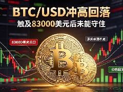 比特币（BTC）触及83000美元关口后遇阻回落，多头没能稳住价位，短期行