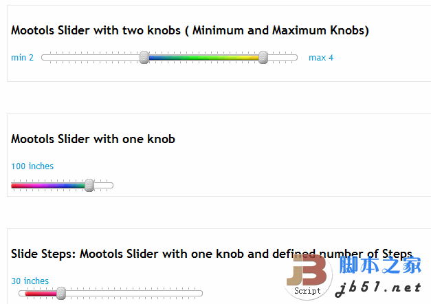 Mootools 双区间节点的滑块选择器