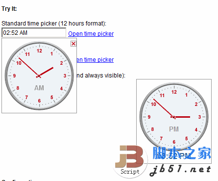 Mootools 圆形时钟风格的Js时间选择器