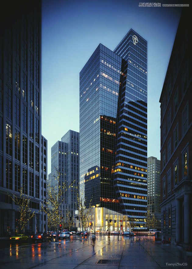 3dmax制作逼真的城市高楼大厦夜晚场景教程”