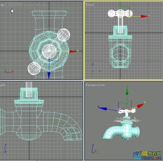 3D MAX建模教程：制作水笼头建模教程,PS教程,思缘教程网