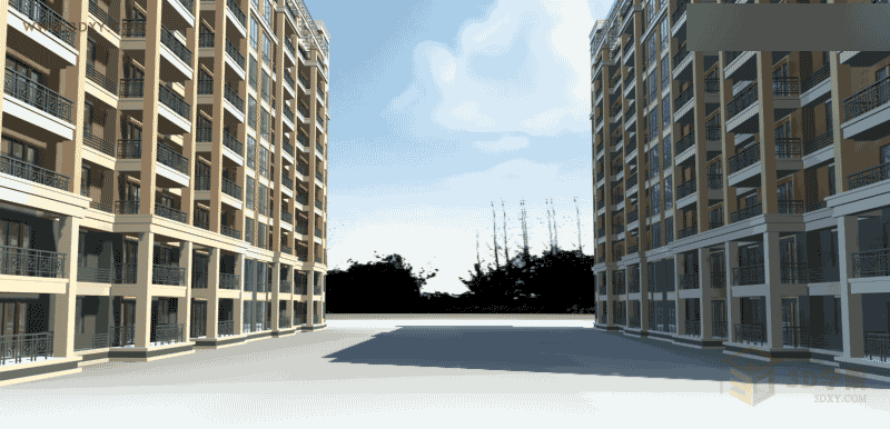 3DMAX给室外建筑楼房单体渲染效果日景教程