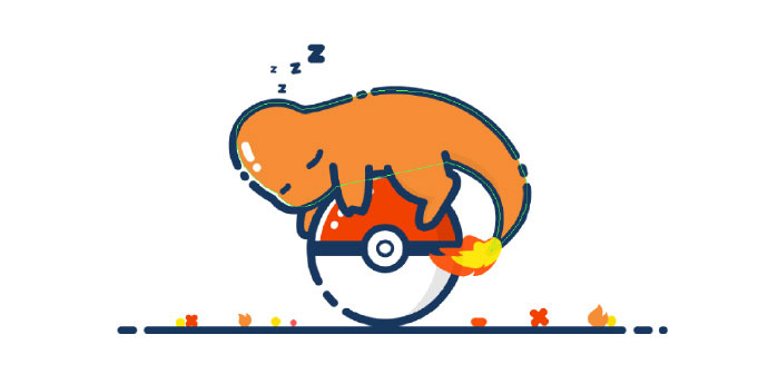 illustrator绘制萌哒哒熟睡的小火龙和皮卡丘图标